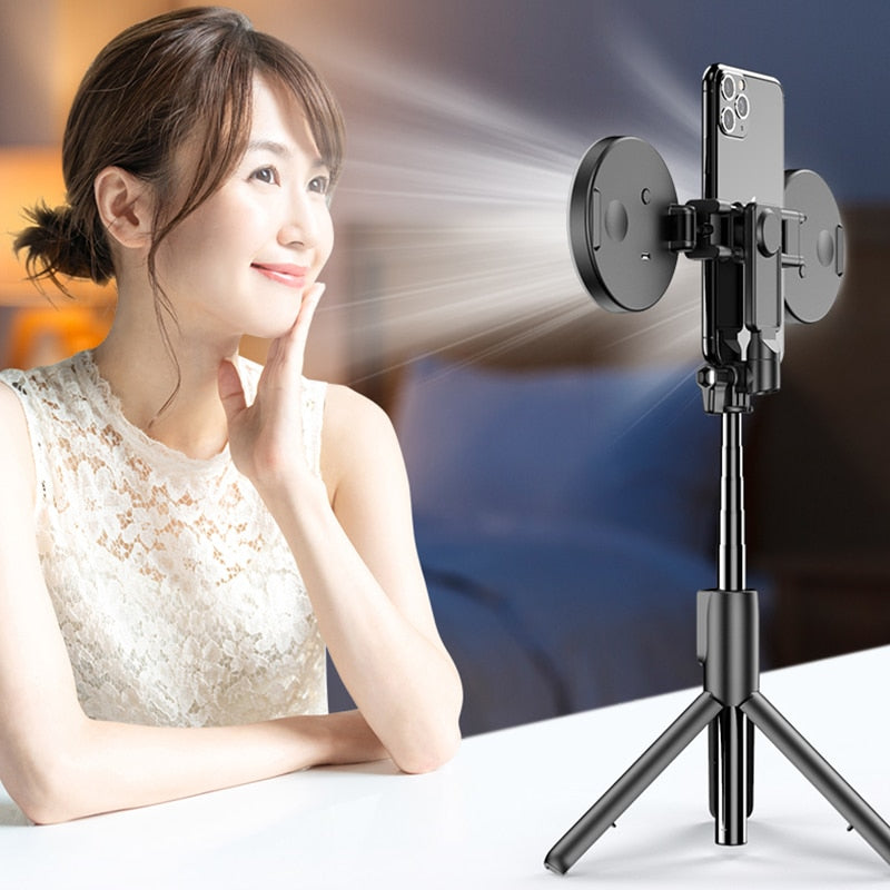 Wireless Bluetooth-compatible Selfie Stick with Light