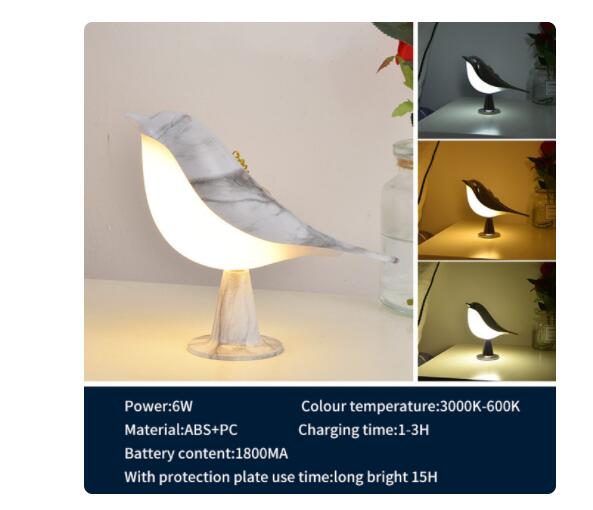 Bird Bedside  Lamp in 3 colors