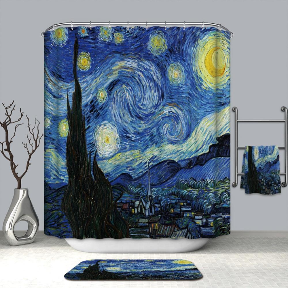 Colorful Shower Curtain Bathroom -3D