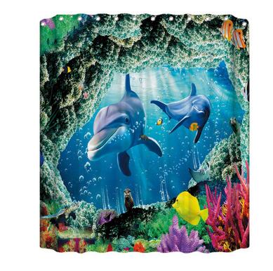 Colorful Shower Curtain Bathroom -3D