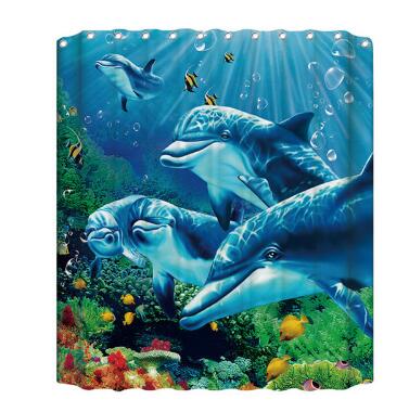 Colorful Shower Curtain Bathroom -3D