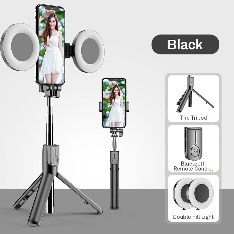 Wireless Bluetooth-compatible Selfie Stick with Light