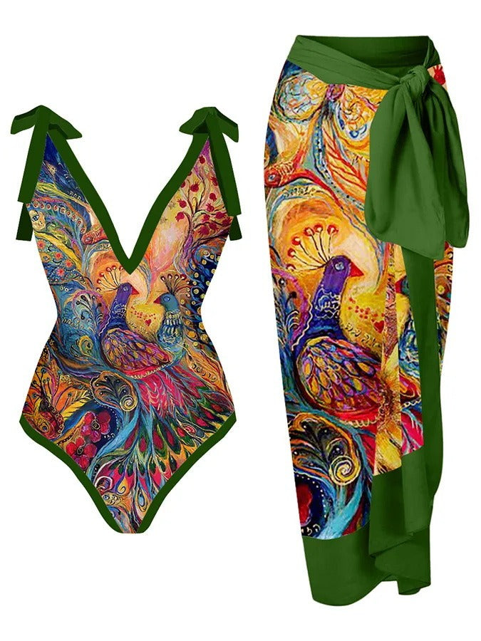 Sexy One Piece Swimwear Women's with Long Dress