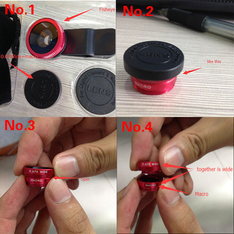 Phone Camera Lens Kit Fisheye- Wide Angle Macro Lenses- 7 in 1