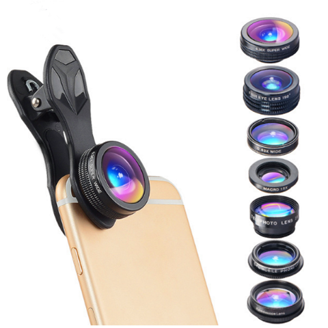 Phone Camera Lens 7 in 1 Kit- Fish eye lens Wide Angle/Macro