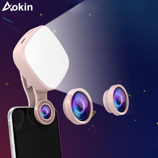 Selfie Ring Light with HD 3 in 1 Fisheye- Wide Angle/Macro Lens