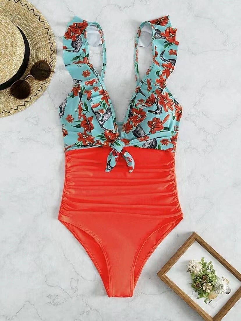 Color Full Printed One Piece Slimming Bikini