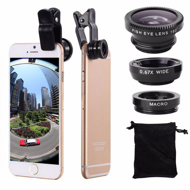 Phone Camera Lens Kit Fisheye- Wide Angle Macro Lenses- 7 in 1