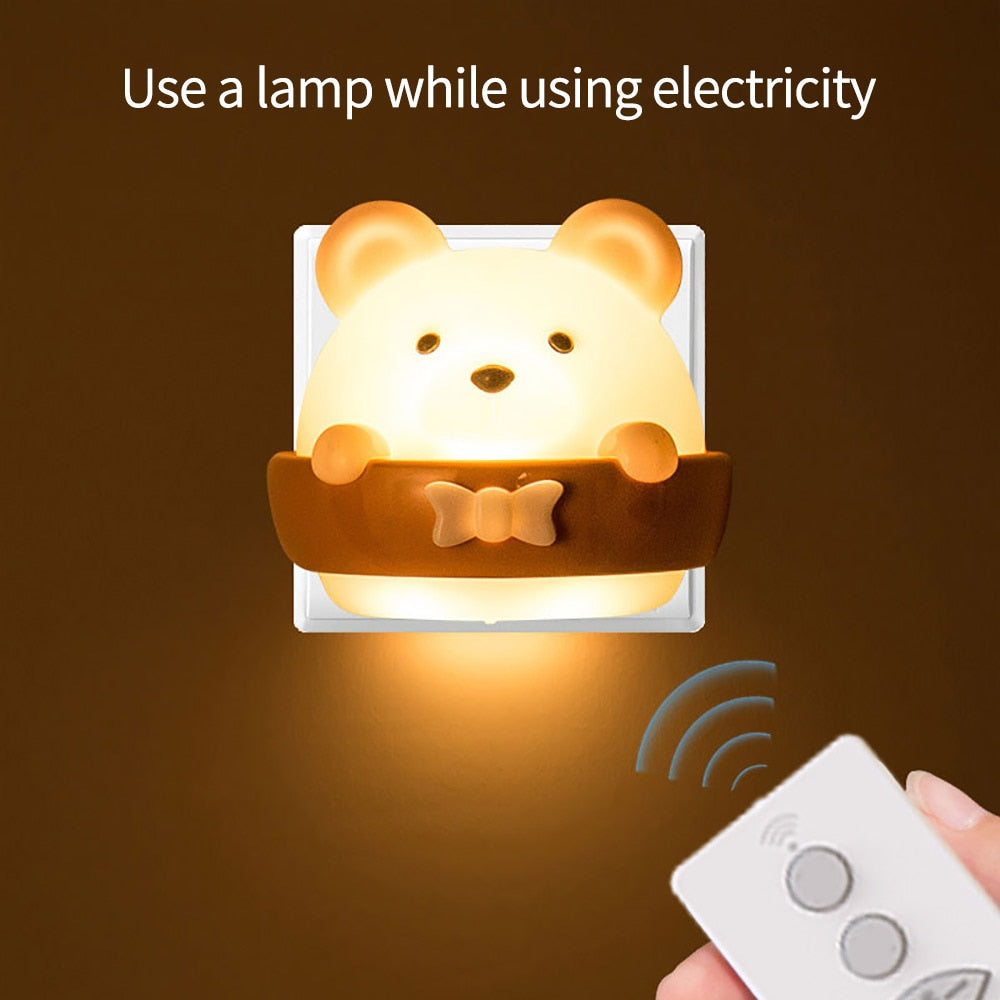 Cute Bear LED Night Light- Remote Controle