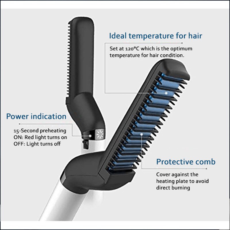 Multifunctional Hair Comb Curling Iron for Men